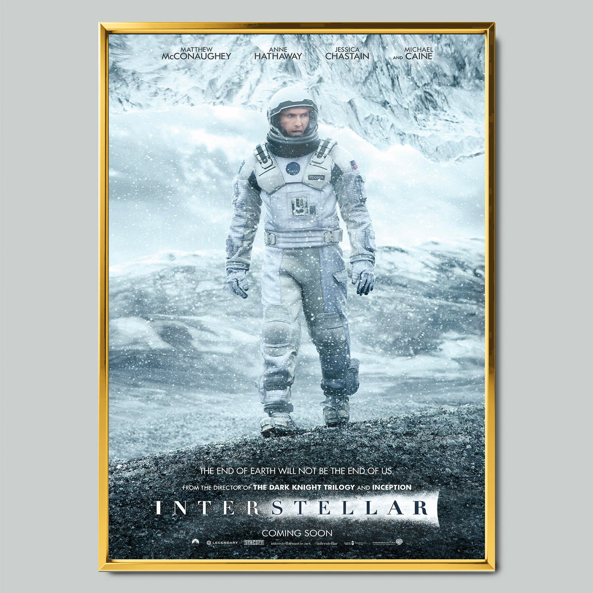 Interstellar (2014) филмов постер със златиста рамка