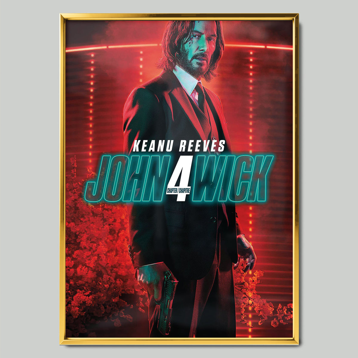 John Wick: Chapter 4 (2023) филмов постер със златиста рамка