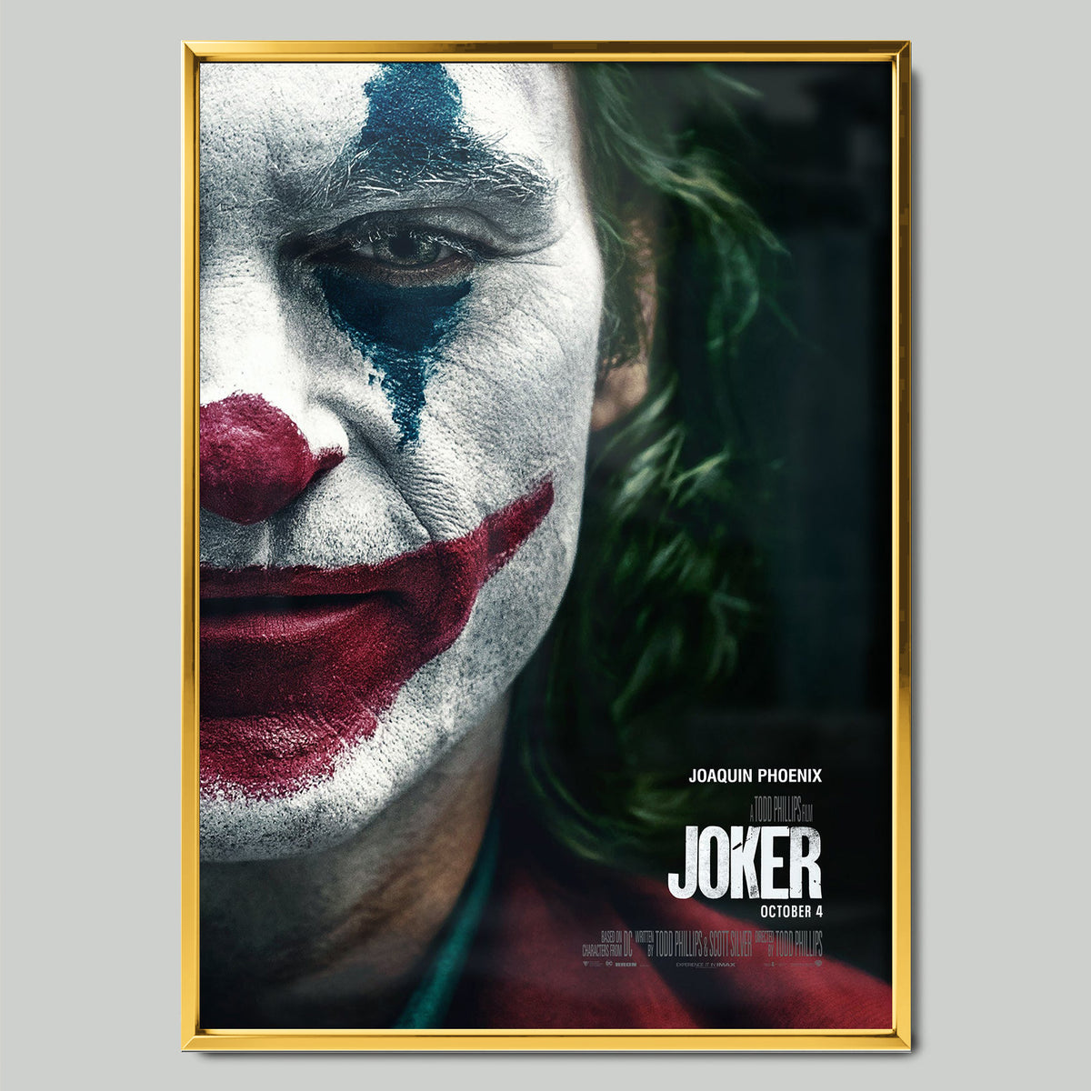 Joker (2019) филмов постер със златиста рамка