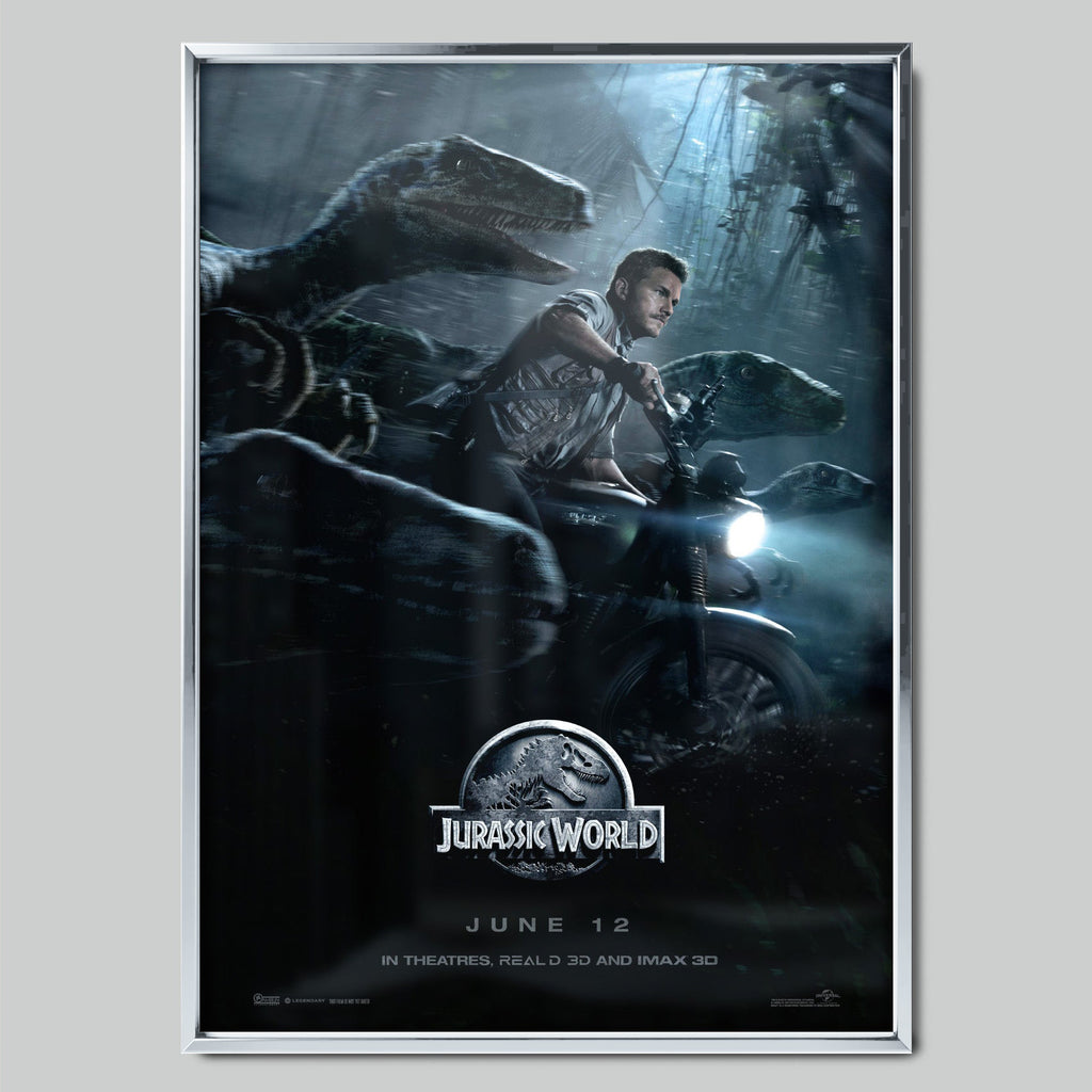 Jurassic World филмов постер със сребриста рамка
