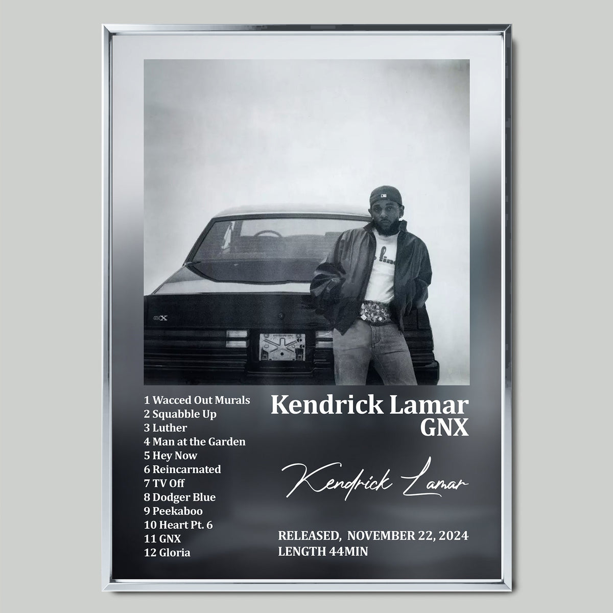 Kendrick Lamar – GNX музикален постер със сребриста рамка