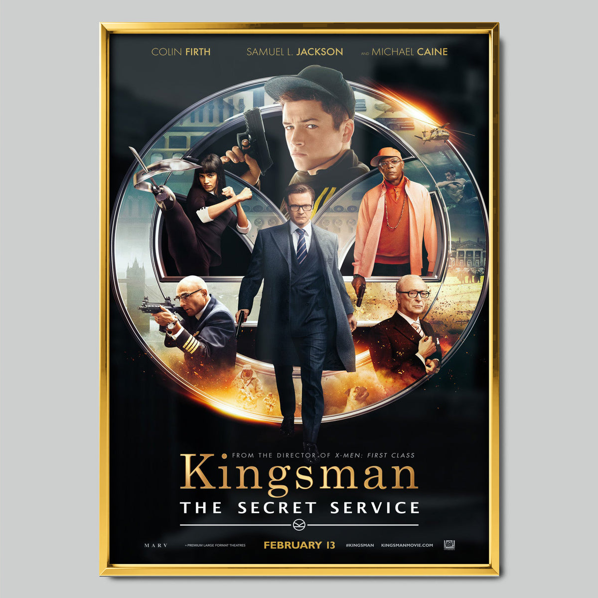 Kingsman: The Secret Service филмов постер със златиста рамка