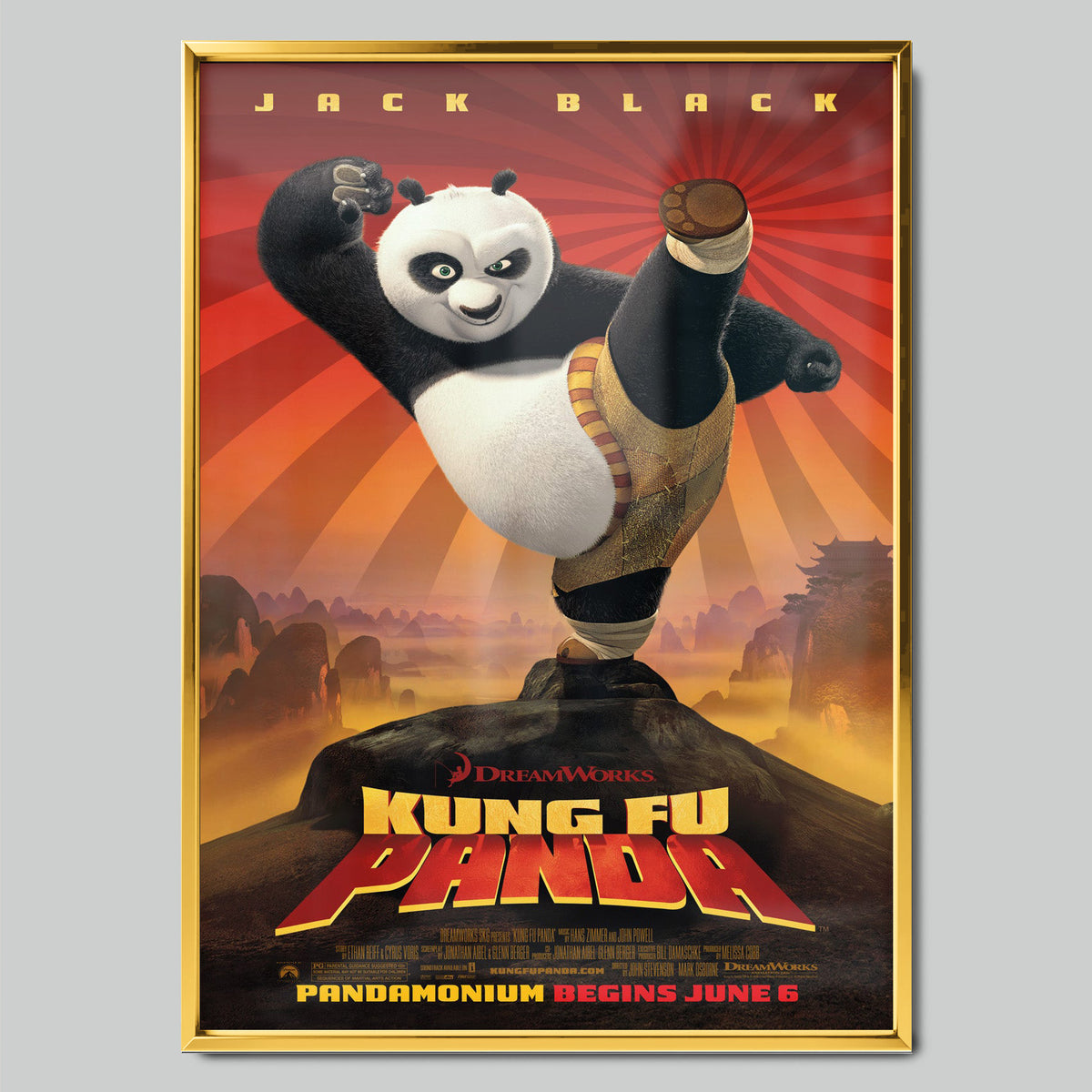 Kung Fu Panda филмов постер със златиста рамка