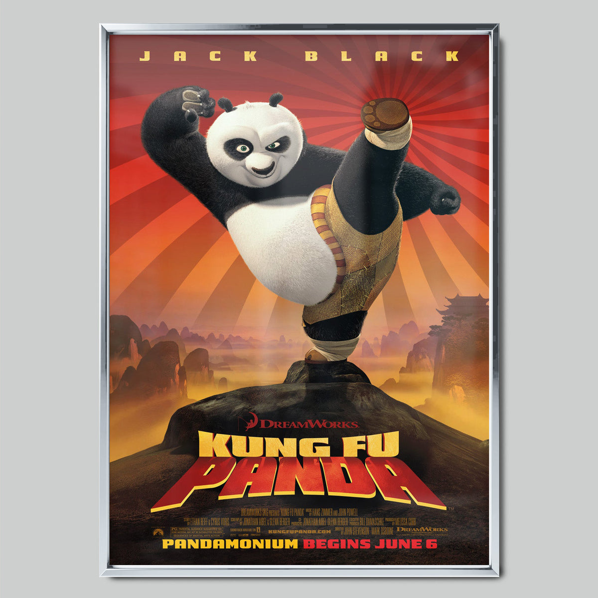 Kung Fu Panda филмов постер със сребриста рамка