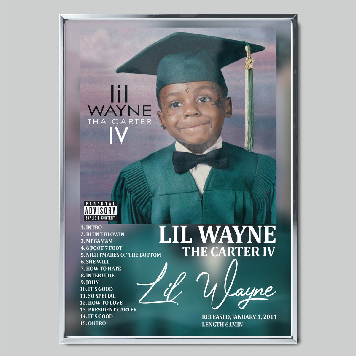 Lil Wayne - The Carter IV музикален постер със сребриста рамка