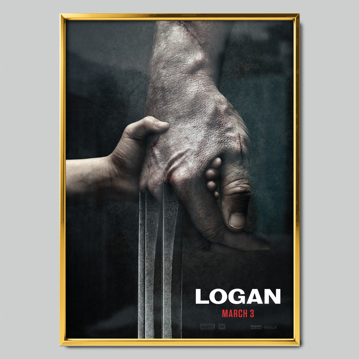 Logan 2017 филмов постер със златиста рамка
