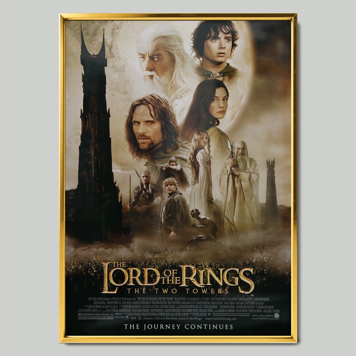 The Lord of the Rings: The Two Towers филмов постер със златиста рамка