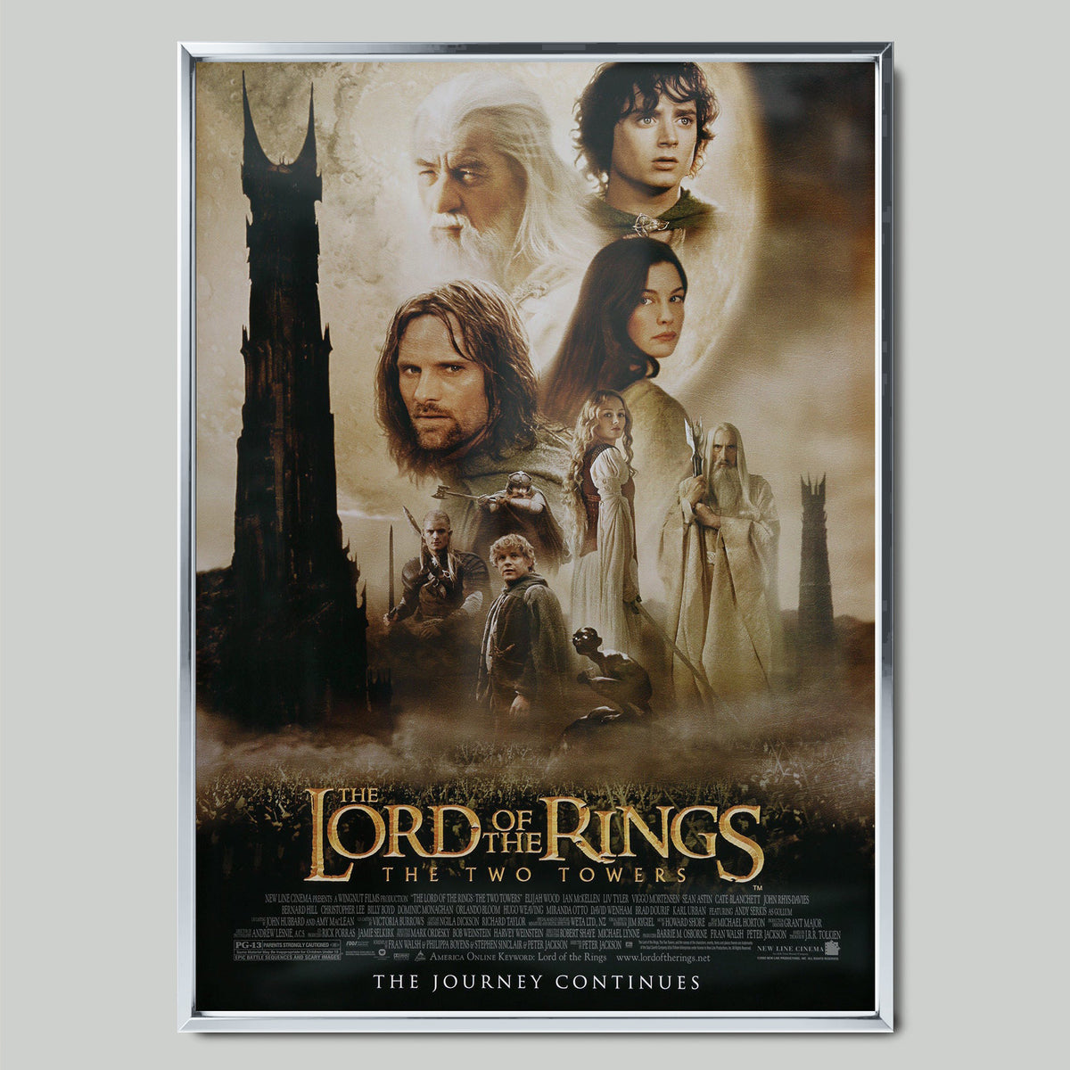 The Lord of the Rings: The Two Towers филмов постер със сребриста рамка
