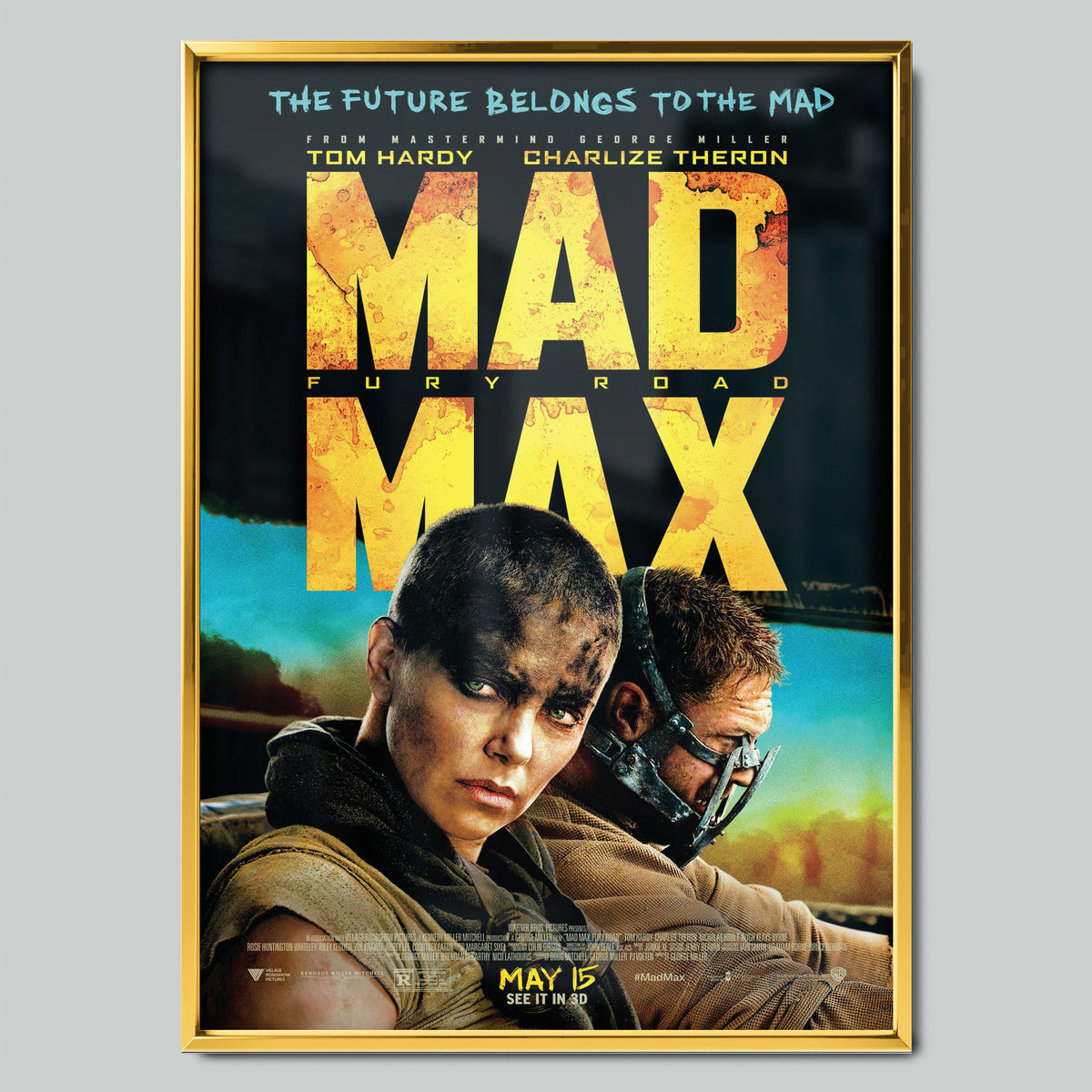 Mad Max: Fury Road филмов постер със златиста рамка