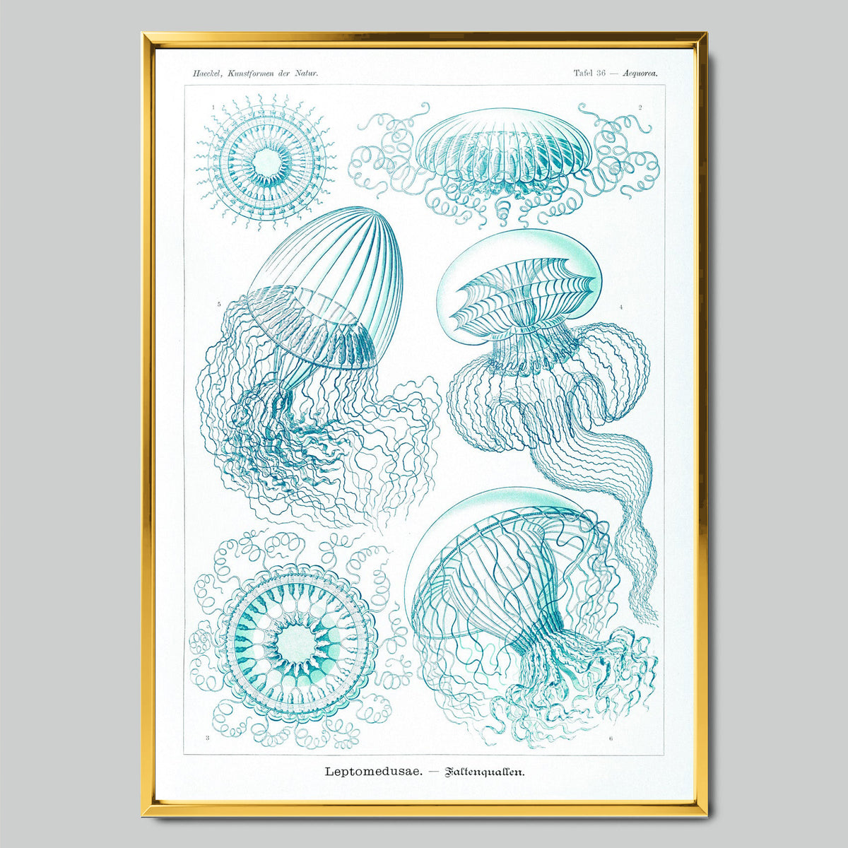 Marine Symphony with Jellyfish арт постер със златиста рамка