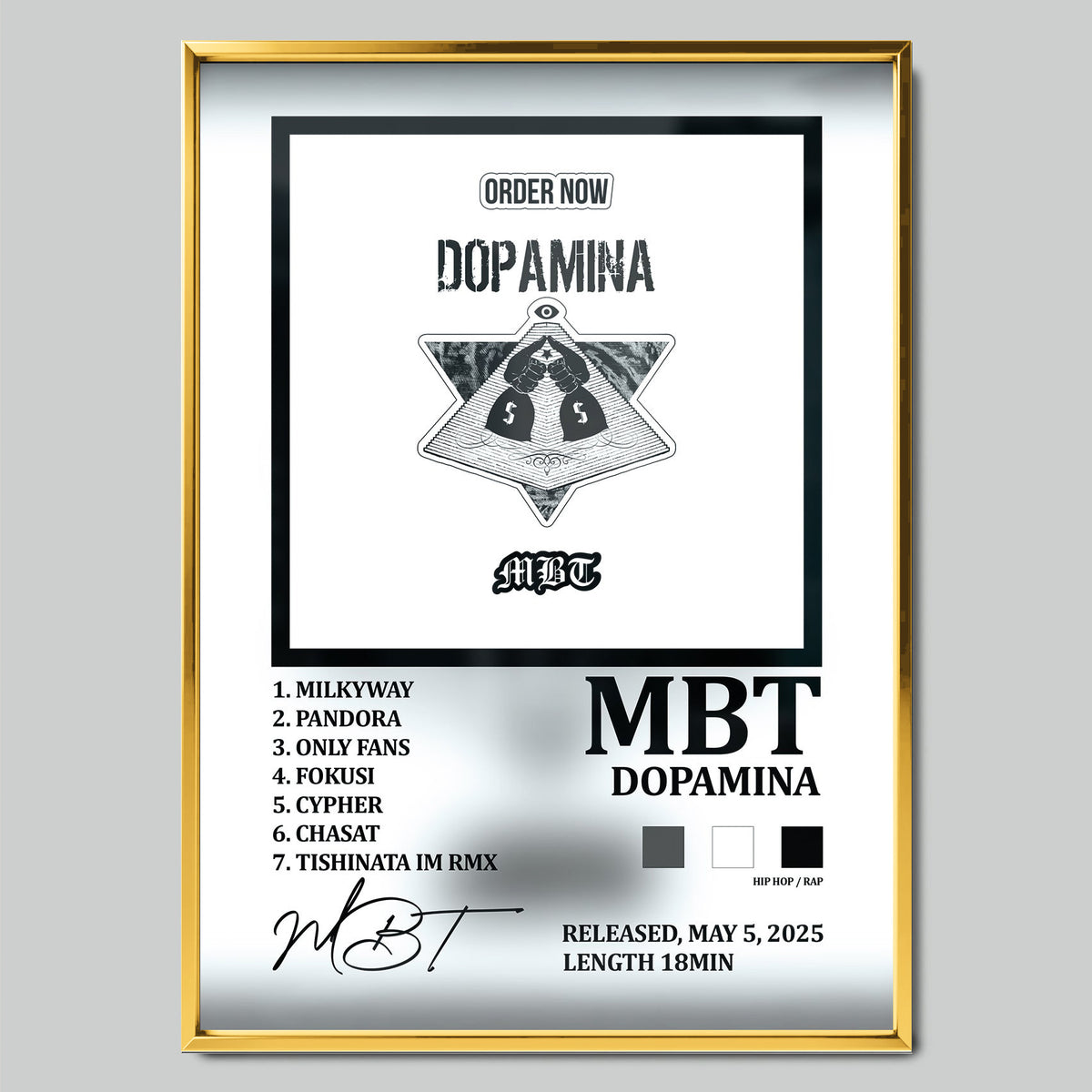 MBT – DOPAMINA музикален постер със златиста рамка