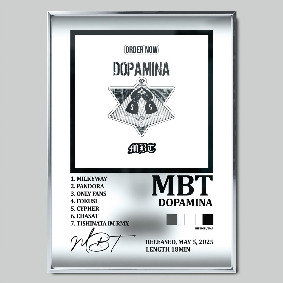 MBT – DOPAMINA музикален постер със сребриста рамка