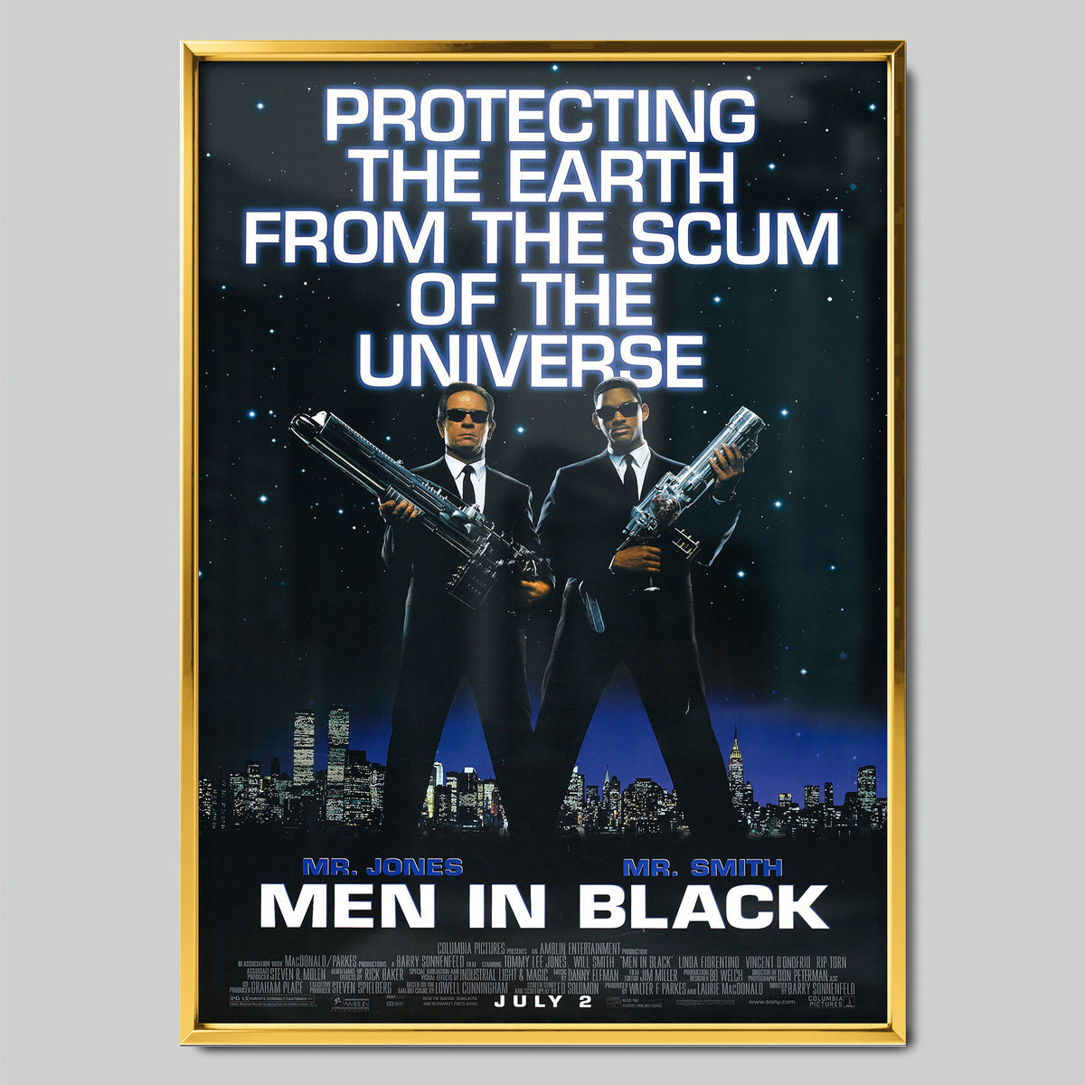 Men in Black (1997) филмов постер със златиста рамка