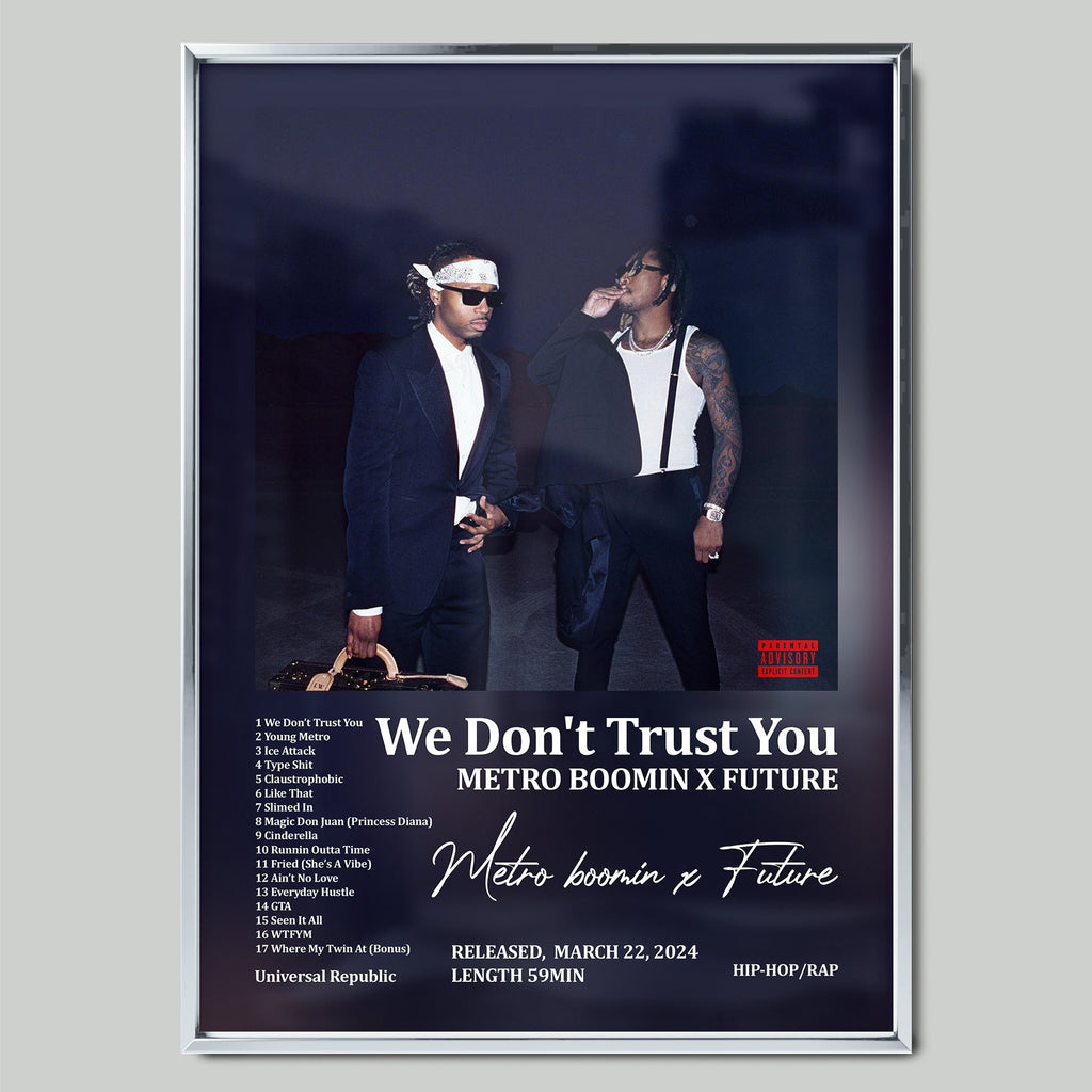 Metro Boomin X Future – We Don’t Trust You музикален постер със сребриста рамка