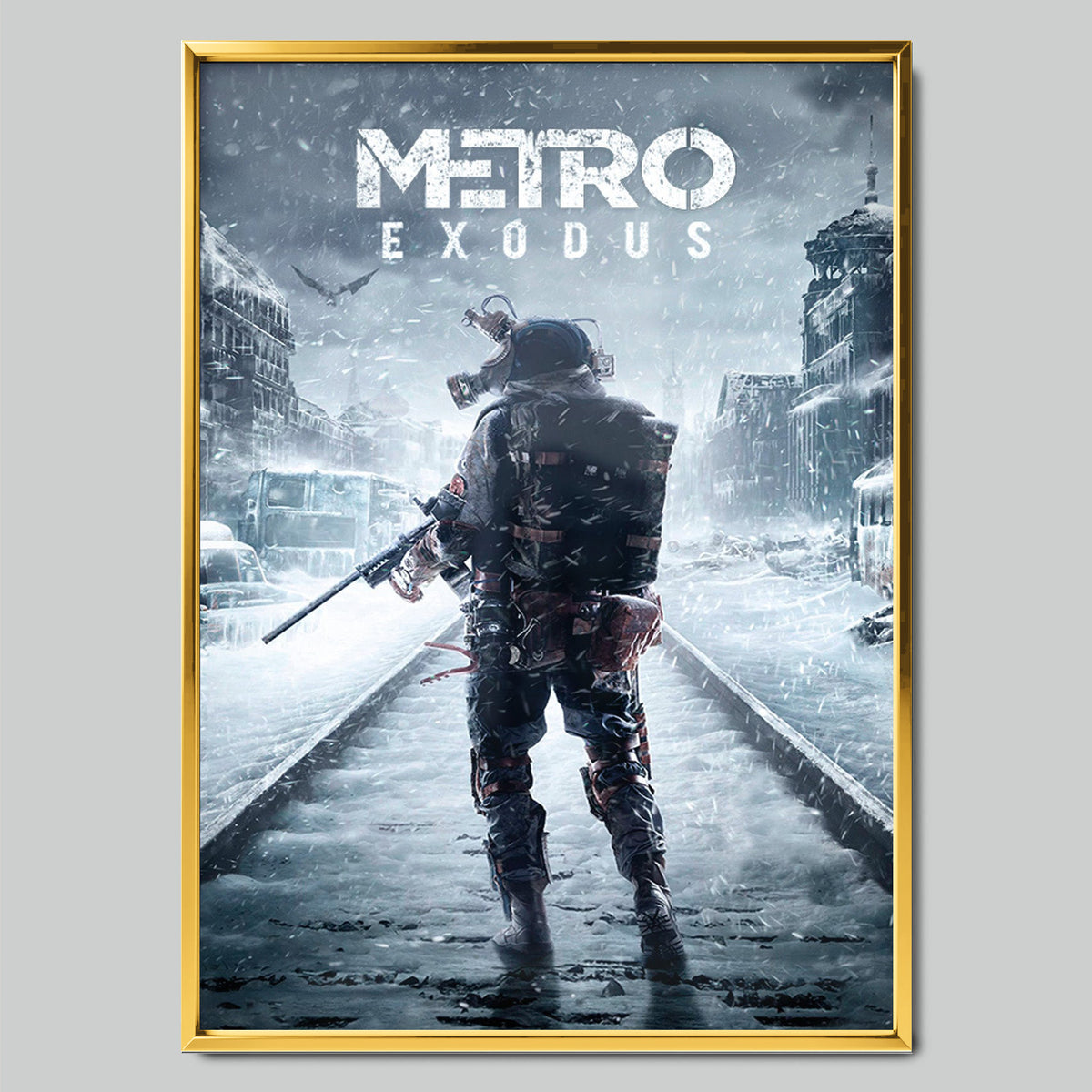 Metro Exodus геймърски постер със златиста рамка