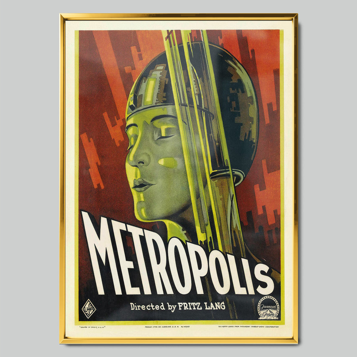 Metropolis филмов постер със златиста рамка