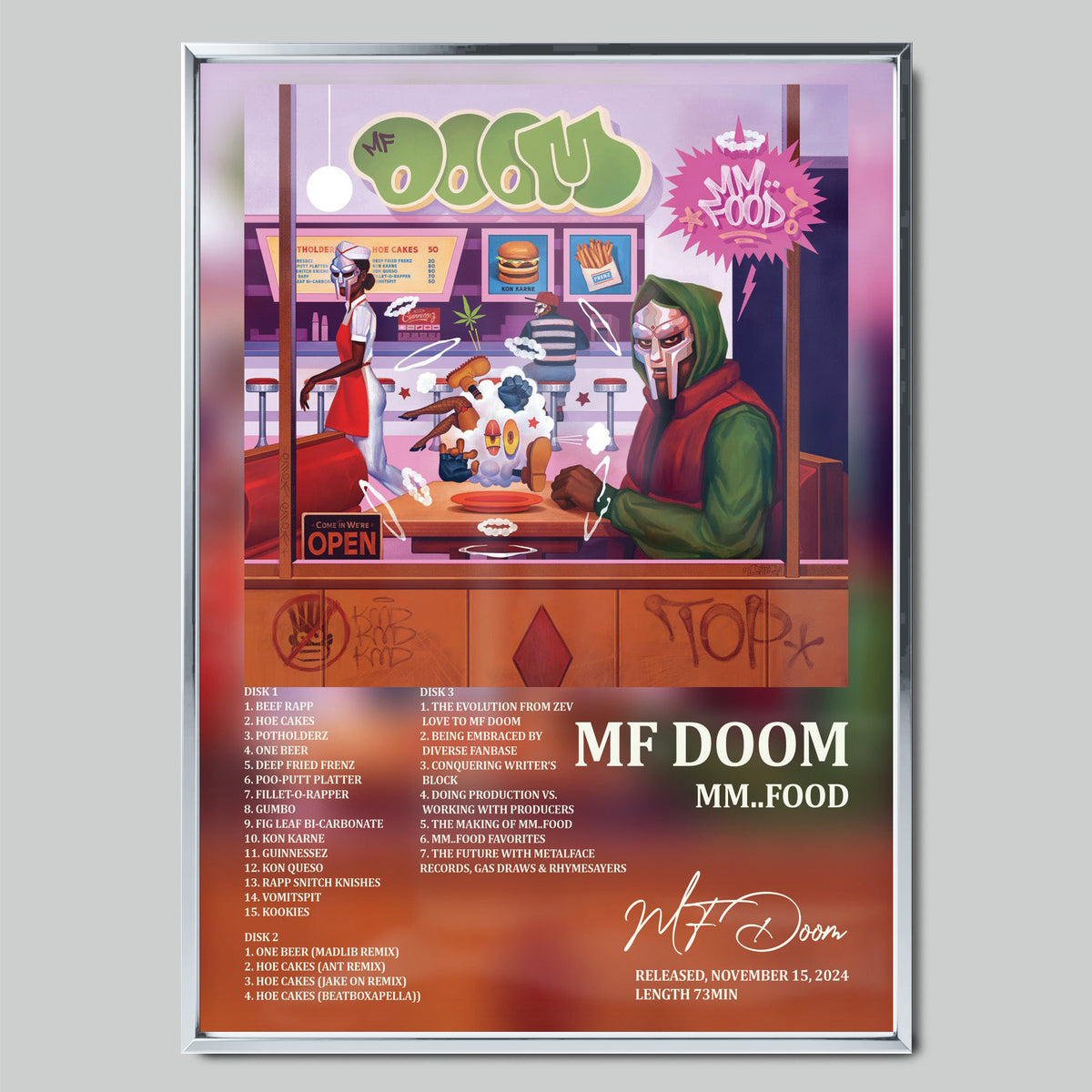 MF DOOM - Mm..Food музикален постер със сребриста рамка