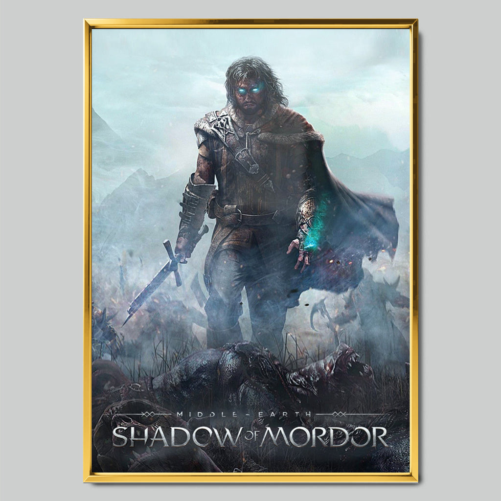 Middle-earth: Shadow of Mordor геймърски постер със златиста рамка