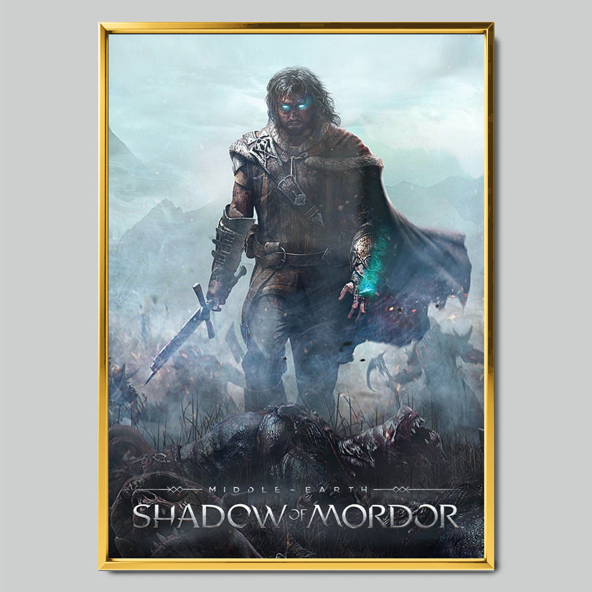 Middle-earth: Shadow of Mordor геймърски постер със златиста рамка