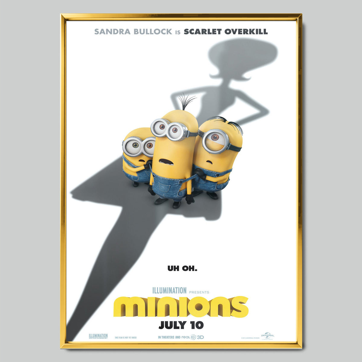 Minions филмов постер със златиста рамка
