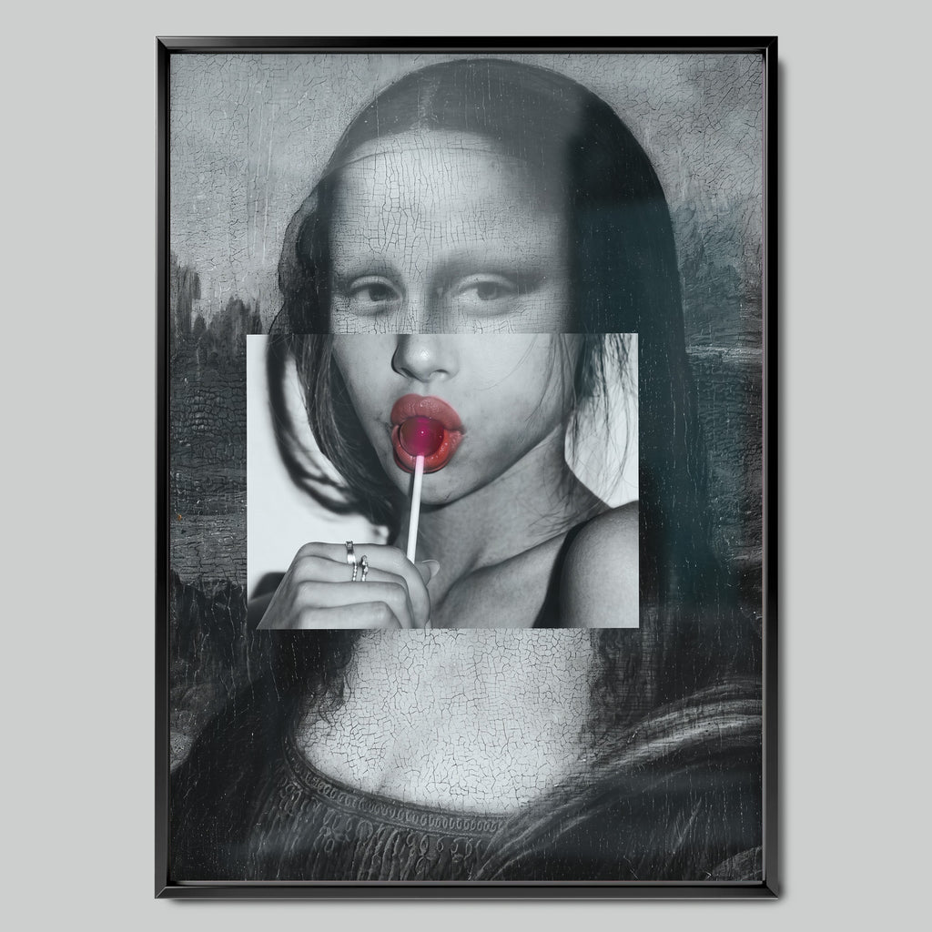 Mona Lollipop арт постер с черна рамка
