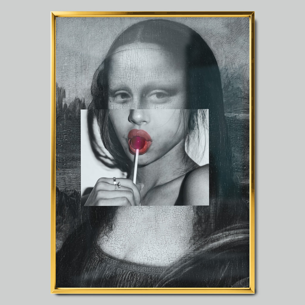 Mona Lollipop арт постер със златиста рамка