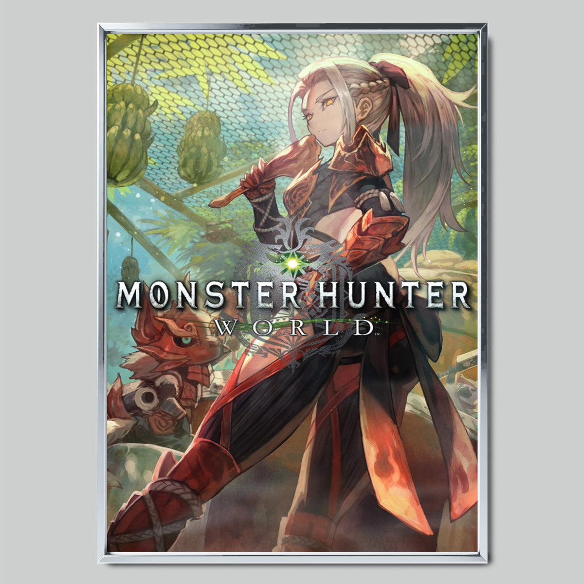 Monster Hunter: World геймърски постер със сребриста рамка