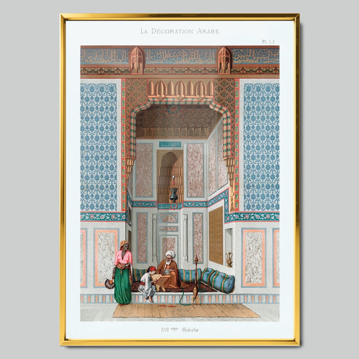 Moorish Courtyard арт постер със златиста рамка