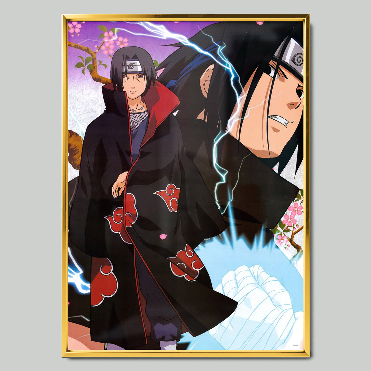 Itachi X Sasuke аниме постер със златиста рамка