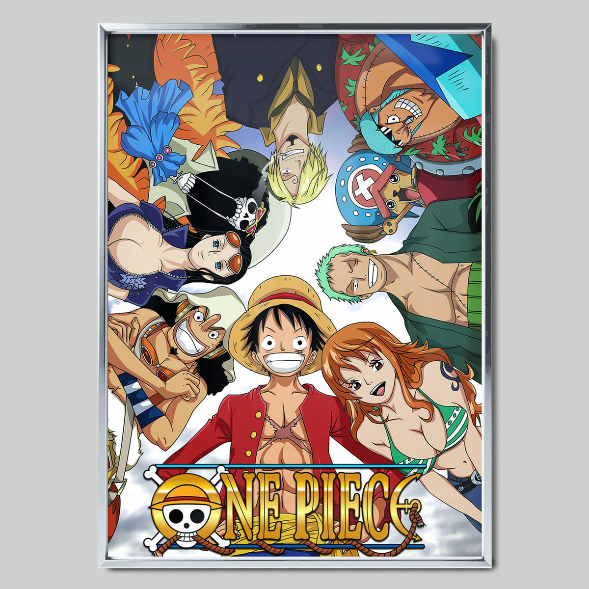 One Piece аниме постер със сребриста рамка