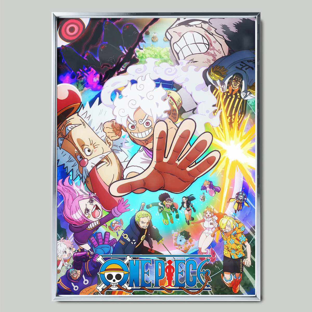 One Piece Egghead Arc аниме постер със сребриста рамка