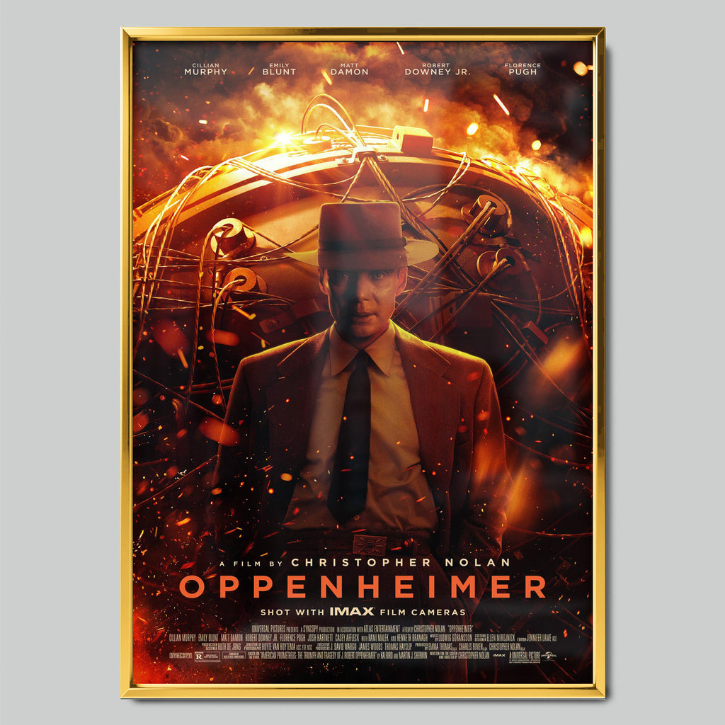 Oppenheimer филмов постер със златиста рамка