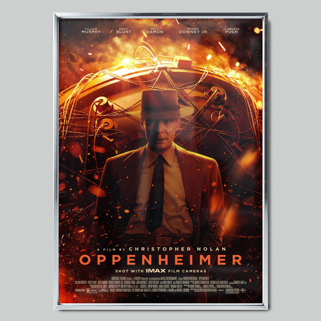 Oppenheimer филмов постер със сребриста рамка