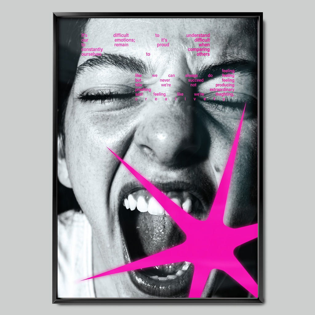 Pink Scream арт постер с черна рамка