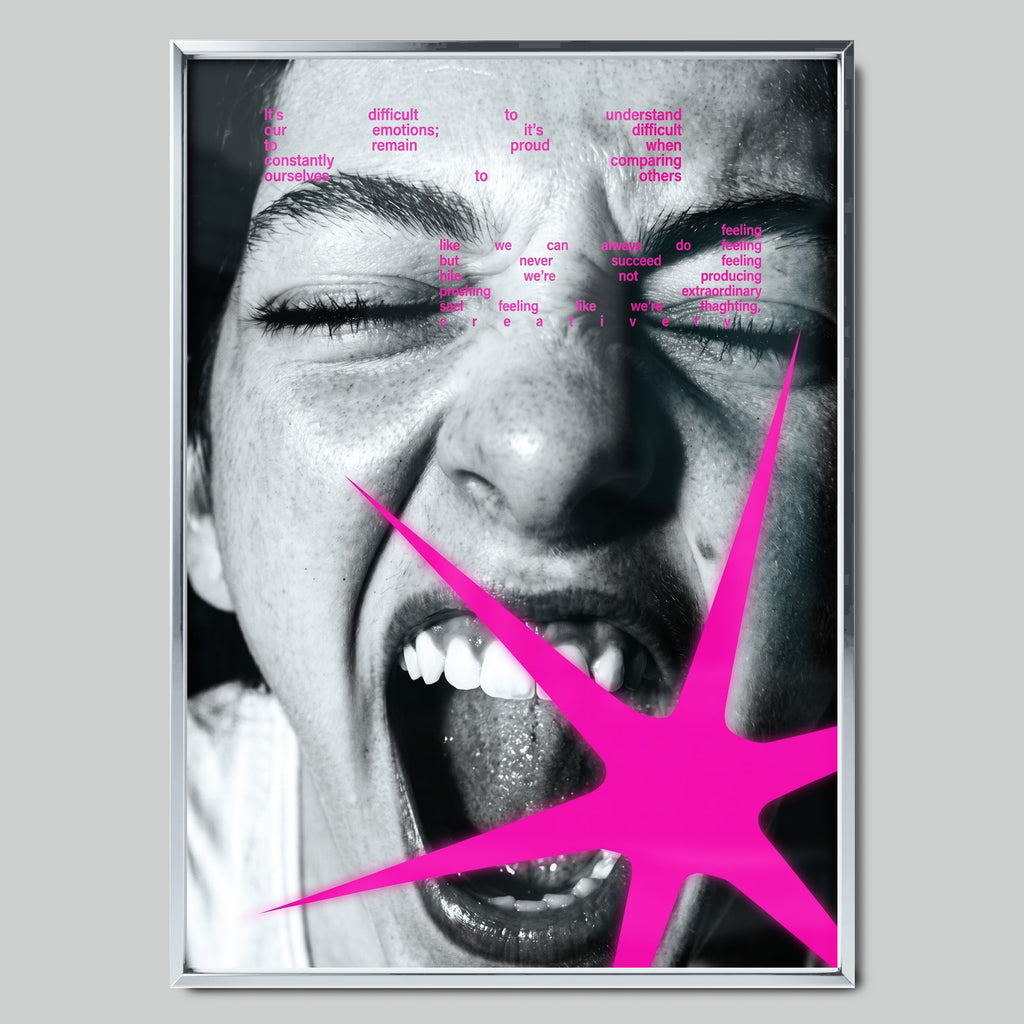 Pink Scream арт постер със сребриста рамка
