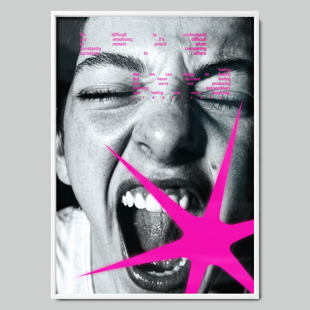 Pink Scream арт постер с бяла рамка