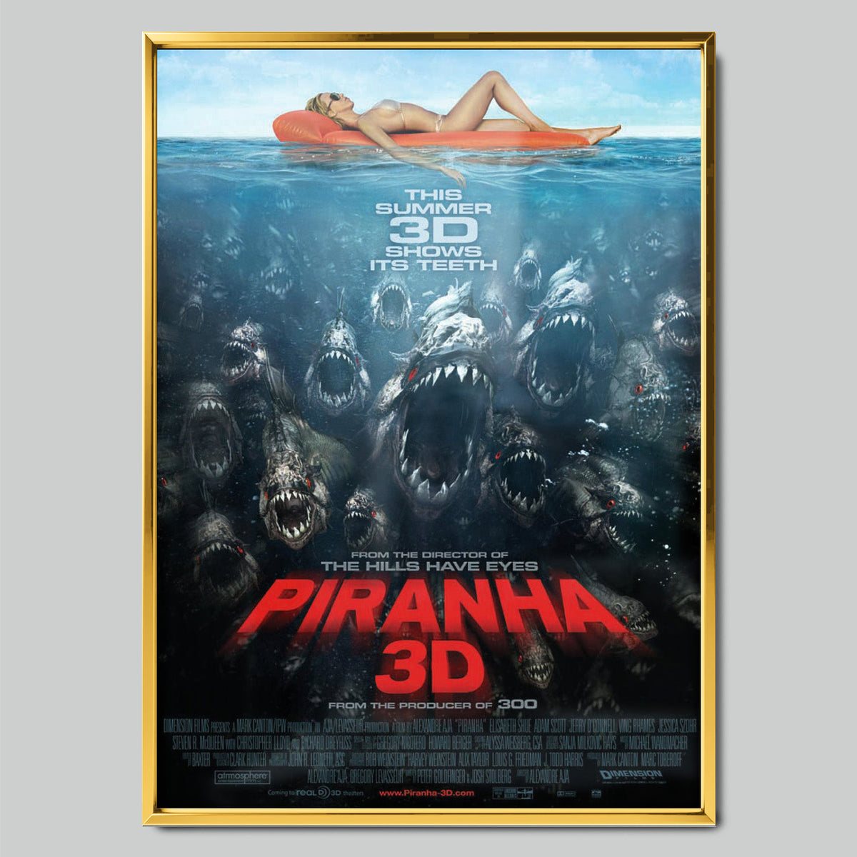 Piranha филмов постер със златиста рамка