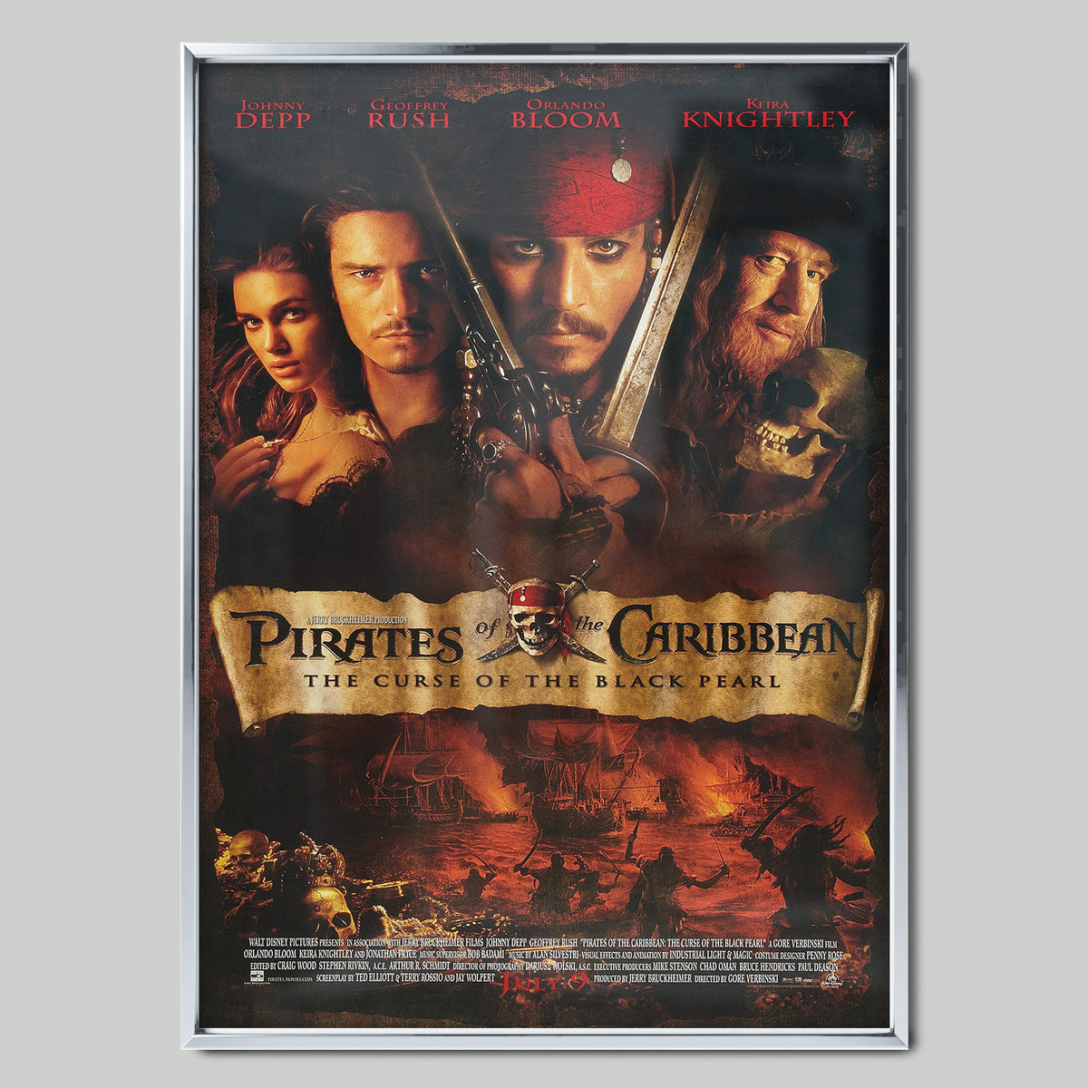 Pirates of the Caribbean (2003) филмов постер със сребриста рамка
