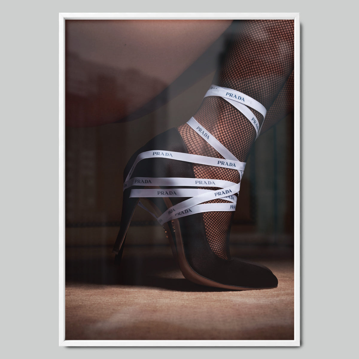 Prada Ribbons арт постер с бяла рамка