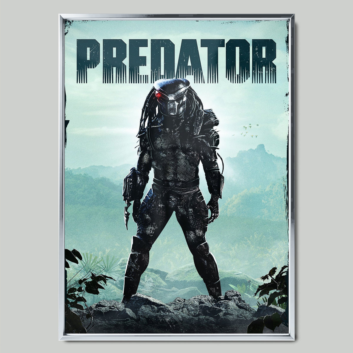 Predator (1987) филмов постер със сребриста рамка