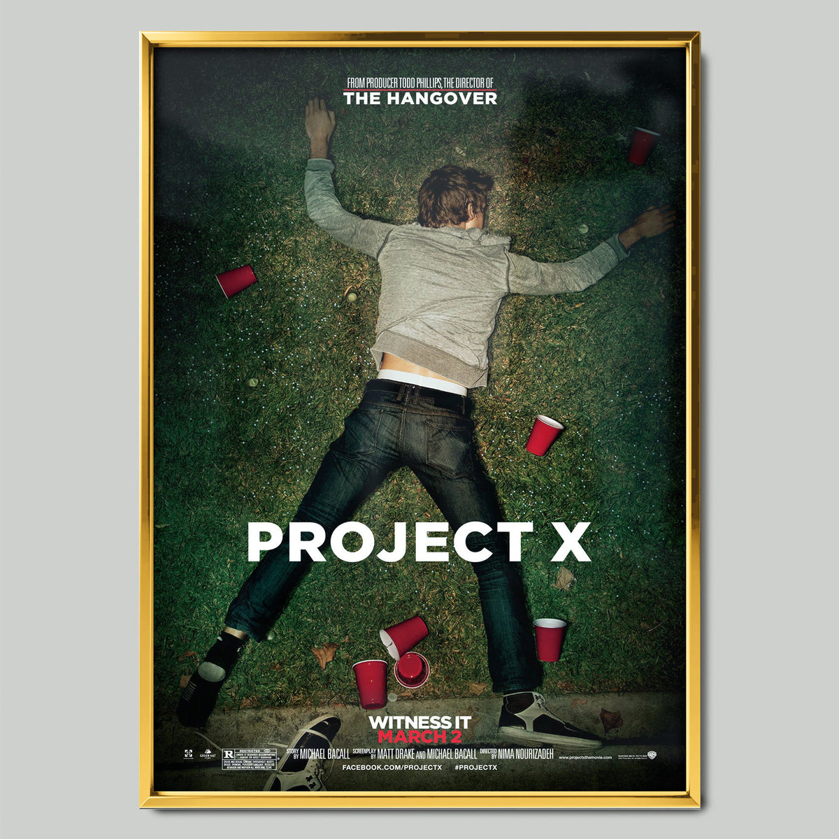 Project X (2012) филмов постер със златиста рамка