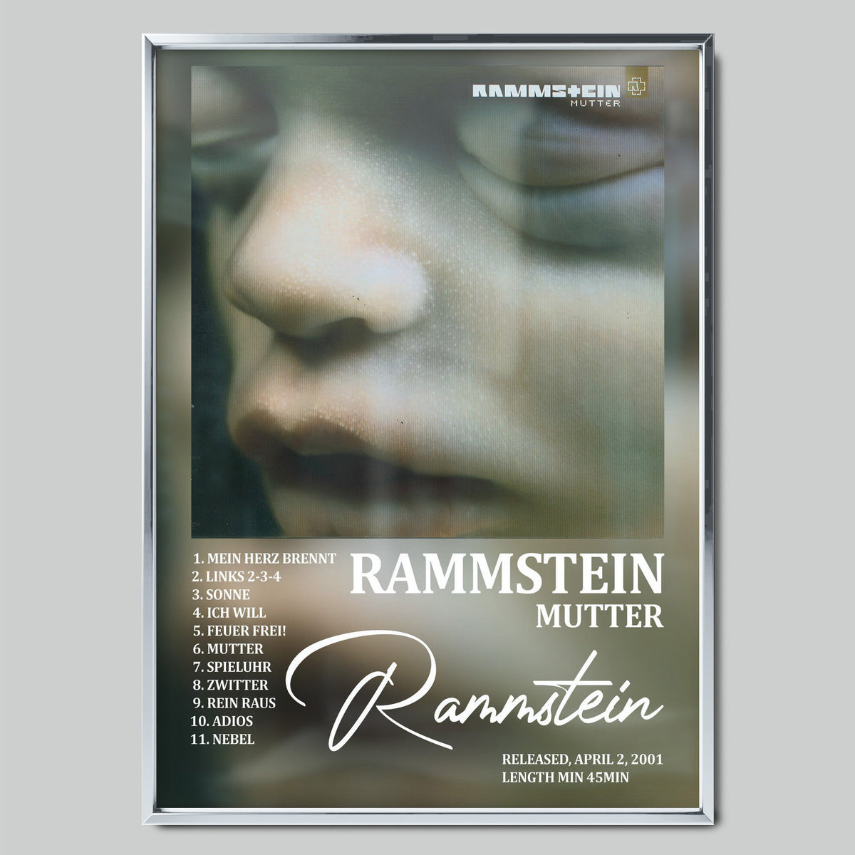 RAMMSTEIN - MUTTER музикален постер със сребриста рамка