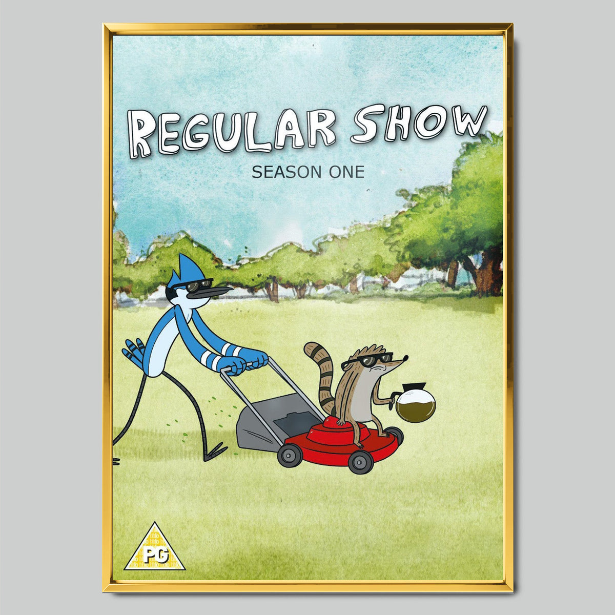 Regular Show филмов постер със златиста рамка