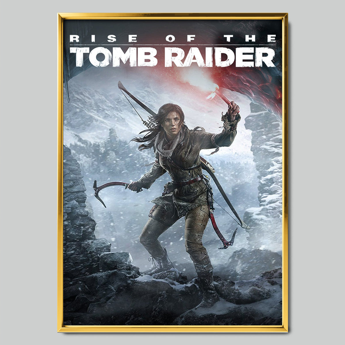 Rise of the Tomb Raider геймърски постер със златиста рамка