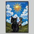 Rockstar Cat арт постер с черна рамка
