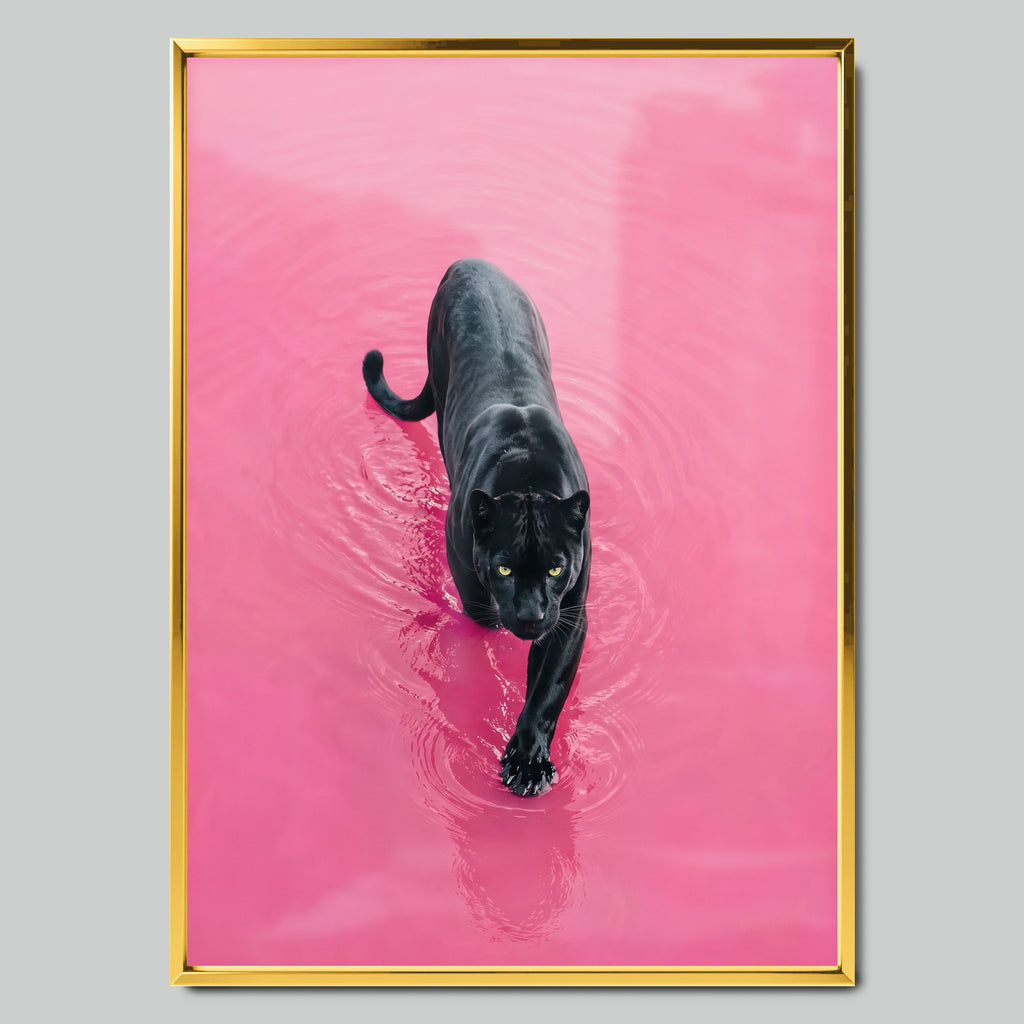 Rose Panther арт постер със златиста рамка