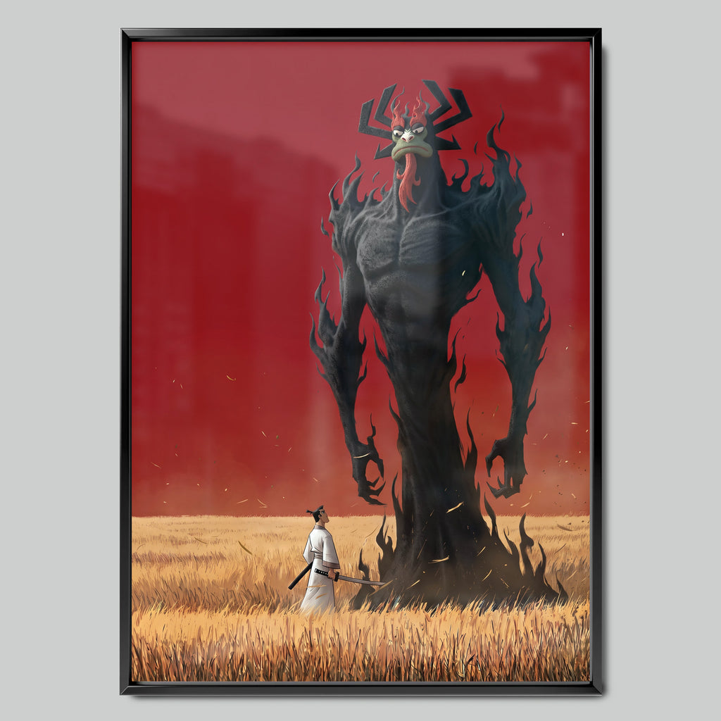 Samurai Demon арт постер с черна рамка