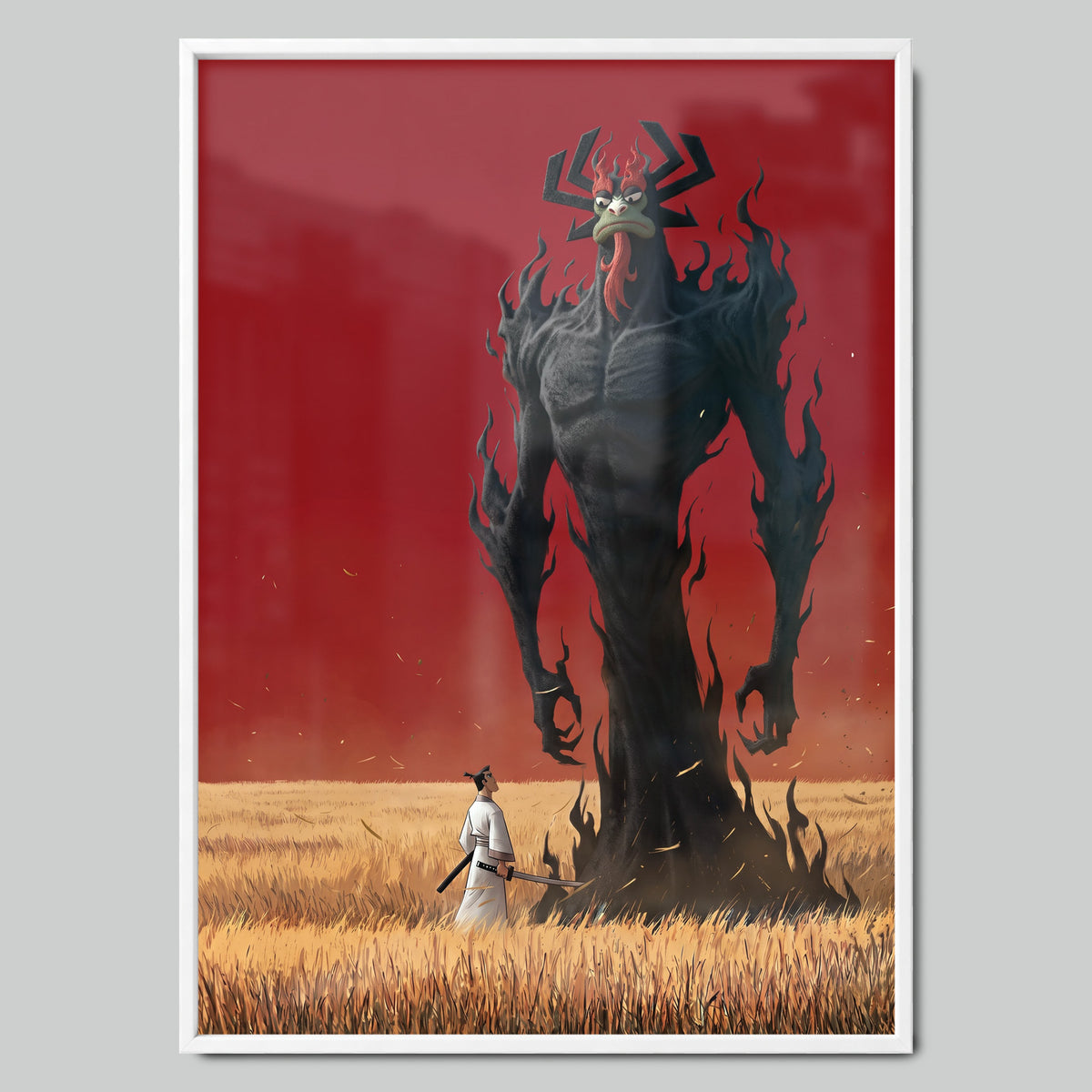 Samurai Demon арт постер с бяла рамка