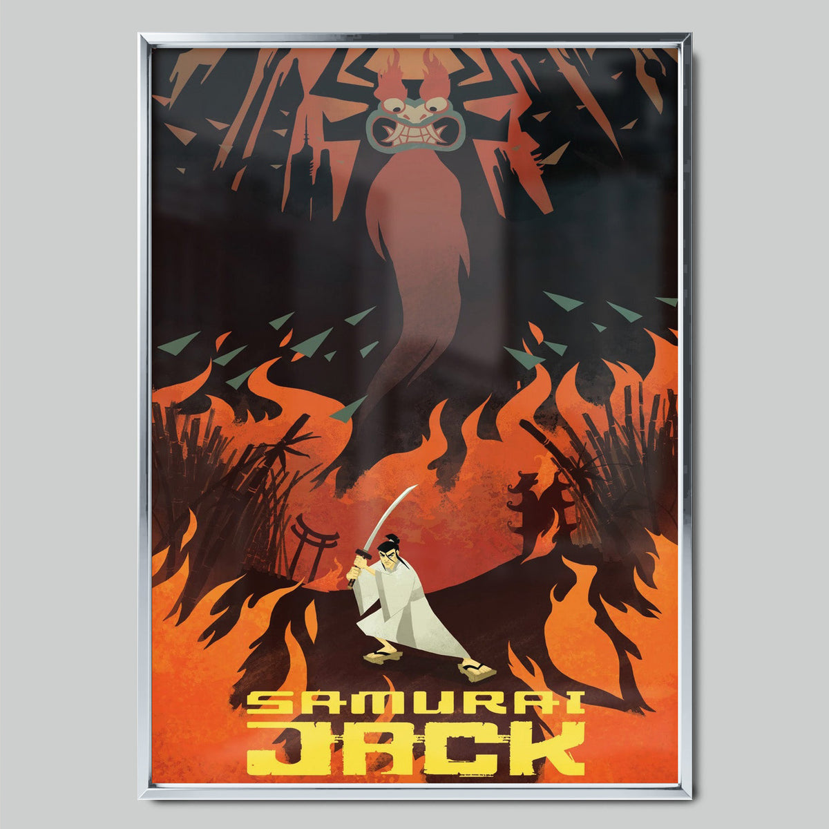 Samurai Jack филмов постер със сребриста рамка