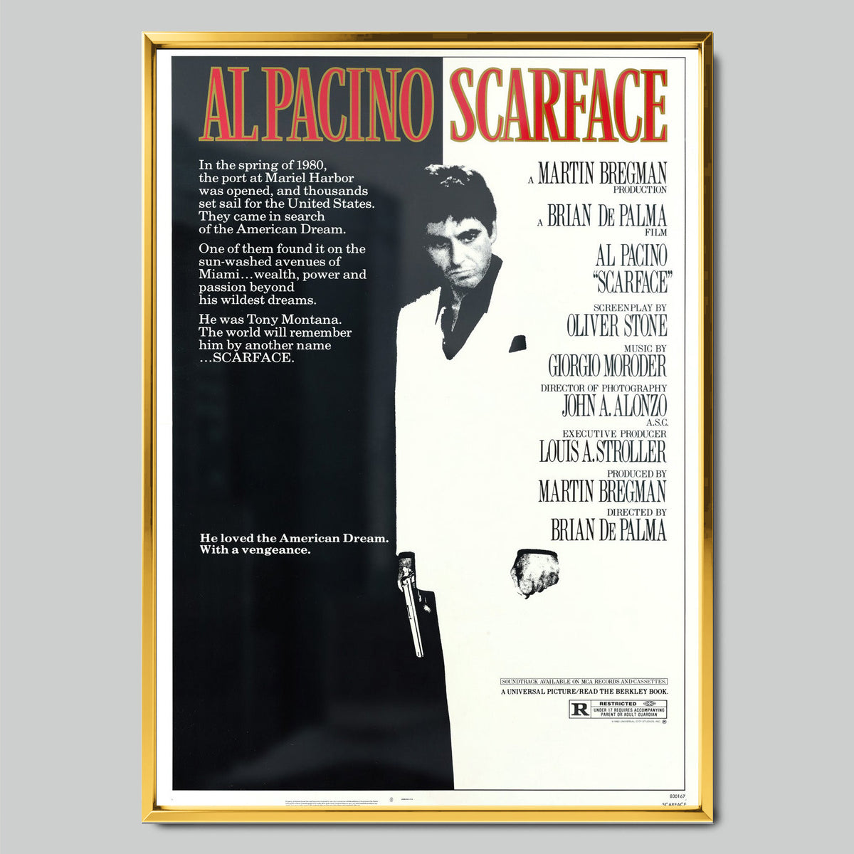 Scarface филмов постер със златиста рамка